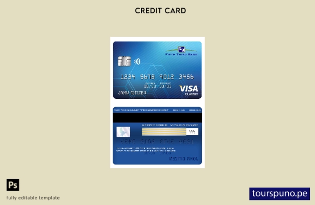 lista para imprimir plantilla de tarjeta clásica de visa de Fifth Third Bank de 